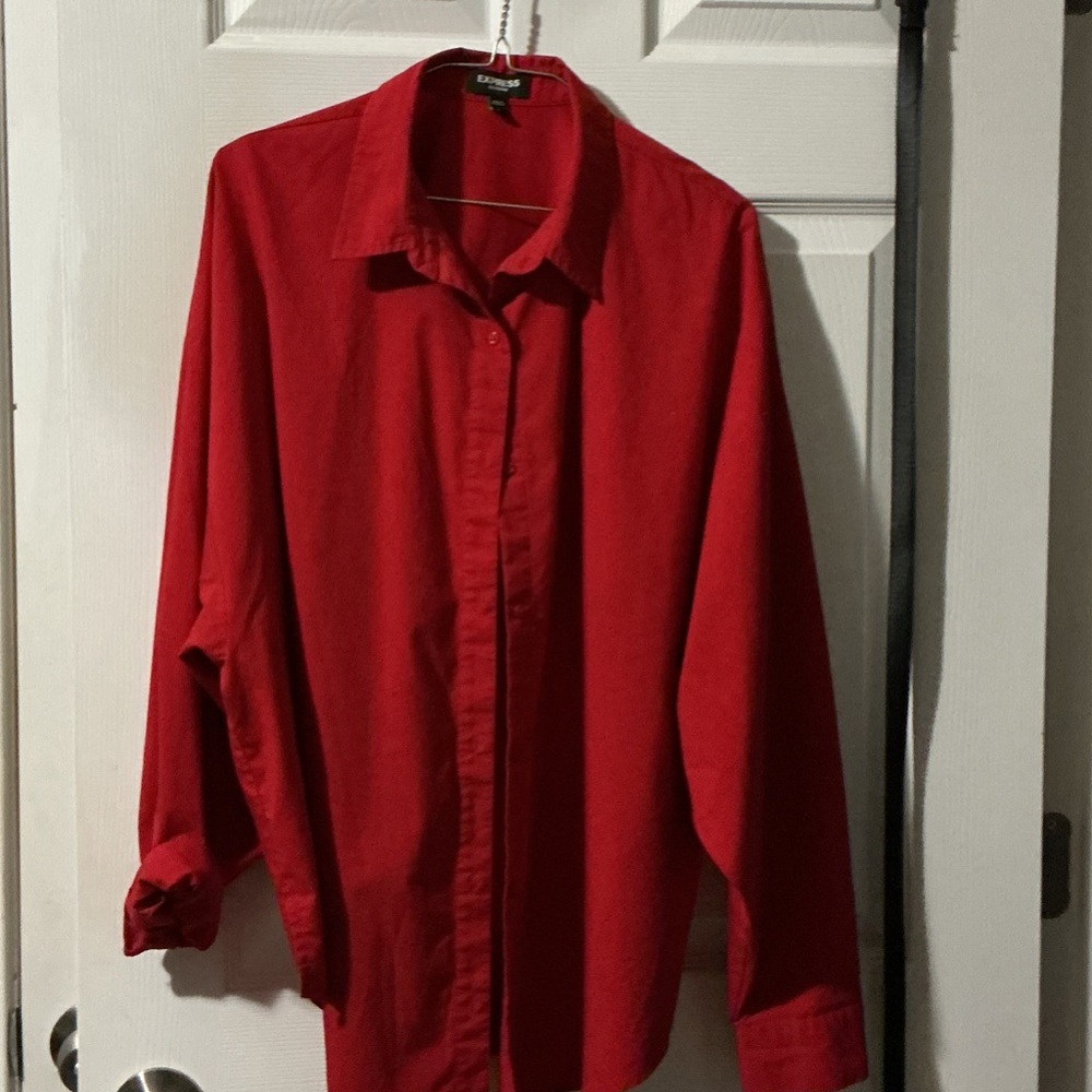 Express Vibrant Red Collared Shirt